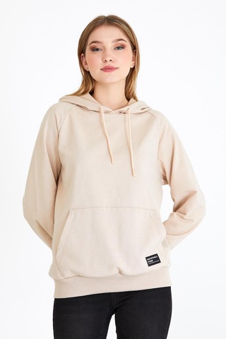 Comeor Kadın Bej Basic Kapüşonlu Regular Fit Rahat Sweatshirt 001
