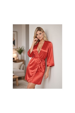 Sistina Kırmızı - 190 - İpek Saten Sabahlık - 14001 - - Myceshop - Beden Xl
