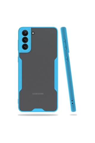 Samsung Uyumlu Galaxy S21 Plus Kılıf Platin Silikon - Mavi Diğer