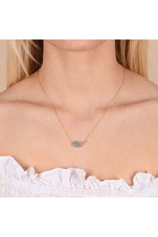 Zirkon Taşlı Pırlanta Montür Göz Desenli Altın Kaplama Gümüş Kol (494583391)