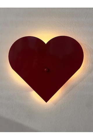 Büyük Led Pilli Kalp Aplik Metal İç Mekan Duvar Aydınlatmaları, Hediyelik Ürünler Kalpli Işık Kırmızı