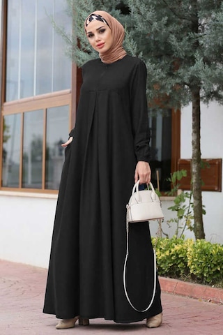 Neways 6482 - Ön Tek Pileli Elbise Siyah