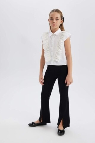 DeFacto Kız Çocuk Flare Fit Yırtmaçlı Pantolon B6893A825SMBK81 Siyah