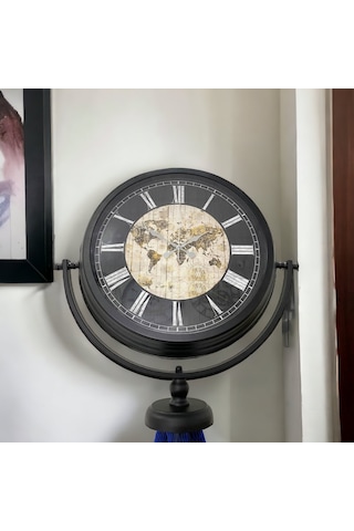 Siyah Metal Ofis Salon Otel Ayaklı Seyyar Saat B42 Siyah