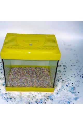 Sarı Renkli Mini Kare Akvaryum 20x20x15