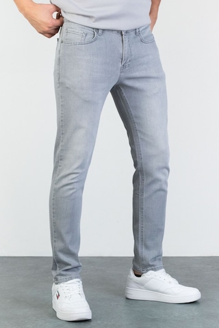 Erkek Gri Slim Fit Dar Kesim Esnek Likralı Denim Jeans Kot Pantol (524238244)