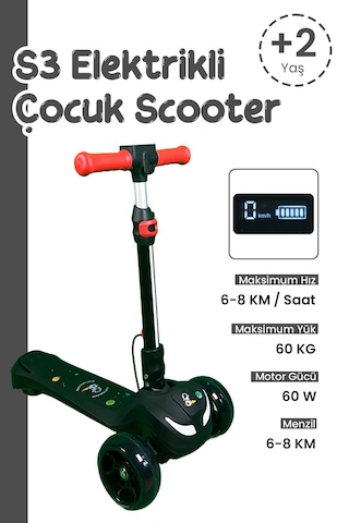 Electron Led Işıklı Hoparlörlü Yükseklik Ayarlı Elektrikli Scooter - 60w Siyah
