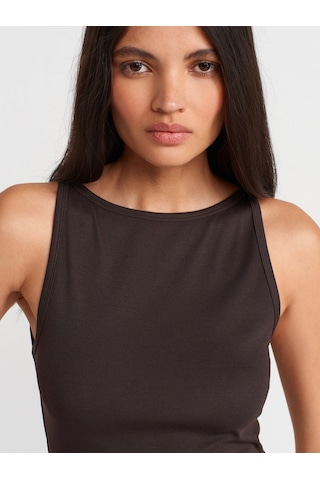 Dilvin 21048 Halter Yaka Top-koyu Kahve Koyu Kahve