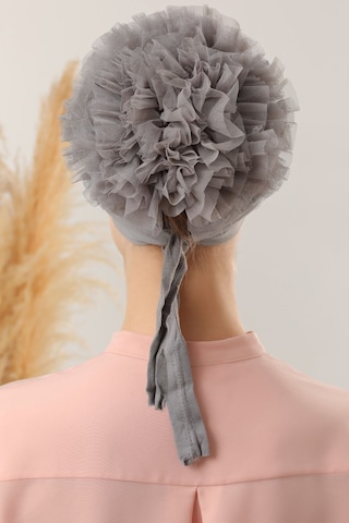 Melodi Scarf Tesettür Fırfırlı Bone Gri Gri
