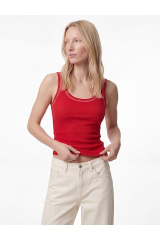 Koton Pamuklu Slim Fit Dikiş Detaylı U Yaka Halter Yaka Fitilli Atlet Kırmızı 6sak10246ek