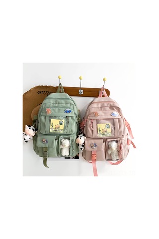 Dianziye Yeni Model Şık Ve Hacimli Ortaokul Çantası Yeşil Renk, Pratik Seyahat Çantası + Aksesuarlar Yeşil