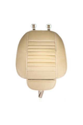 Youmex Tirol Otomobil Ön Koltuk Yastığı, Hafızalı Köpük Ve Kaymaz Taban İle Rahat Sürüş, Pu Deri, Bej Renk