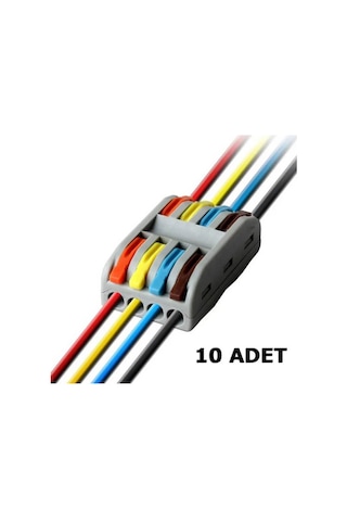 Hızlı Kablo Ekleme Birleştirme Aparatı 4 Dörtlü Klemens - 10 Adet