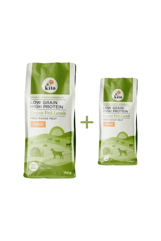 Kito Kuzu Etli Yetişkin Köpek Maması 15 KG + Kito Kuzu Etli Yetişkin Köpek Maması 2500 G