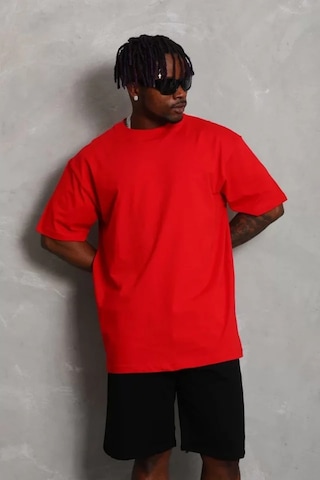 Veraura Lifestyle Unisex Oversize Düz Bisiklet Yaka T-shirt - Kırmızı