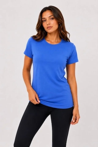 DefyModa Basic Bisiklet Yaka Yazlık Slim Fit T-shirt - Mavi - Hardal Sarısı Çok Renkli