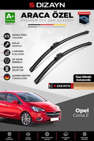 S-dizayn Opel Corsa E Ön Cam Silecek Seti 2014-2019 Premium Araca Özel 65-40 Cm A+ Kalite