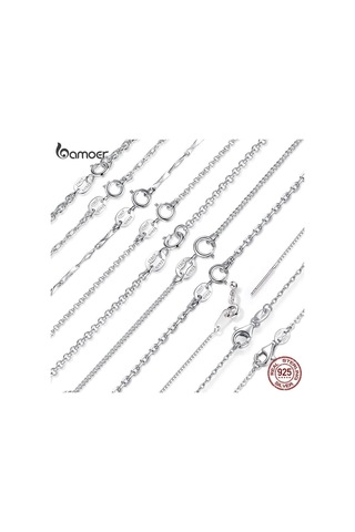 Bamoer Klasik Temel Zincir 925 Ayar Gümüş Istakoz Klip Ayarlanabilir Kolye Zinciri C