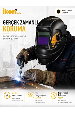 Otomatik Kararan Kaynak Maskesi Ayarlanabilir Kaynakçı Maskesi Tıg Mıg Mma Uyumlu