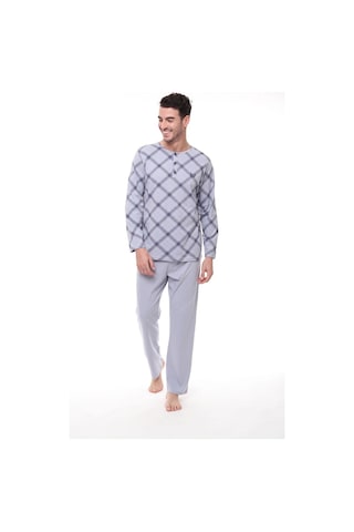 Pijadore 1407 Erkek Büyük Beden Uzun Kollu Kareli Düğmeli Pijama Takım 001
