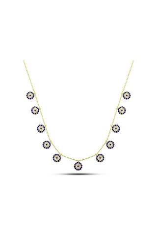 Gümüş Gold Nazarlı Şans Kadın Kolye Sl5905 Gümüş