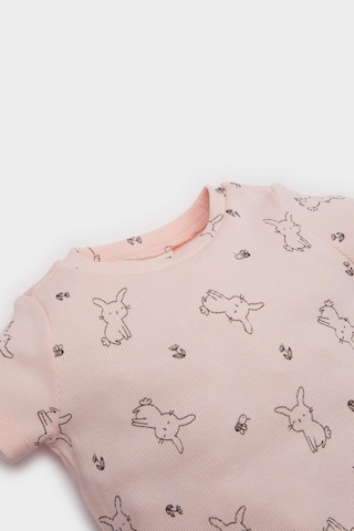 DeFacto Kız Bebek 2'li Takım Desenli Fitilli Kaşkorse Kısa Kollu Çıtçıtlı Body Beli Lastikli Şort E8240A525SMPN300 Pembe