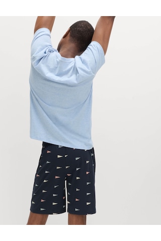 Marks & Spencer Desenli Pamuklu Pijama Takımı T07000079 Mavi Mix