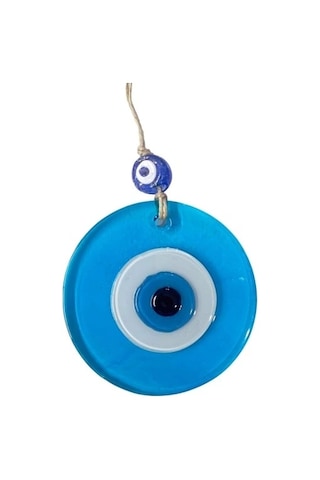 Şeffaf Mavi Nazar Boncuklu Duvar Süsü 10 Cm Cam Duvar Dekoru