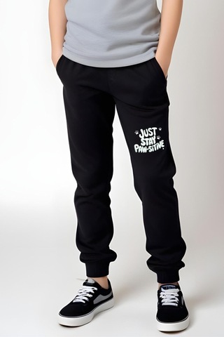 Just Stay Paw Baskılı Kız Çocuk Tişört Ve Eşofman Alt-üst Takım Gri