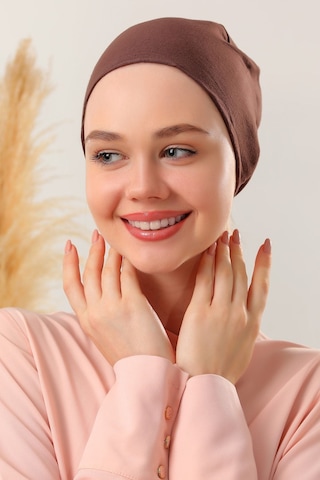 Melodi Scarf Dikişsiz Penye Bağlamalı Bone Kahverengi Kahverengi