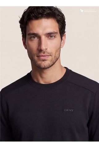 Dkny Dkfw26072-100 Comfort Sweatshirt Siyah Erkek Bisiklet Yaka Logo Baskılı Regular Fit Sweatshirt