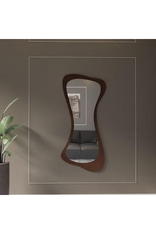 Lüks Pleksi Aynalı Ahşap Duvar Dekoru Kahve