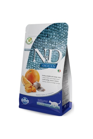 N&D Ocean Tahılsız Ringa Balıklı Bal Kabaklı ve Portakallı Yetişkin Kedi Maması 5 KG