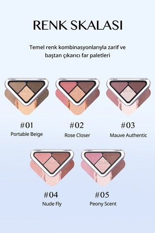 Clio 3 Renk İçeren, Mat Ve Işıltılı Bitişli Mini Far Paleti Essential Shadow Tap 01 Portable Beige