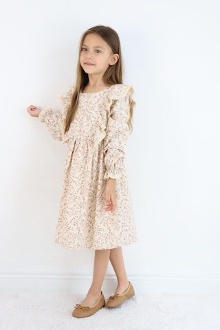 Miababy Rosetan Keten Elbise 1-8 Yaş Kahverengi