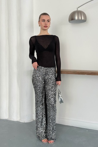 Verymoda Pullu Pantolon D2936 Gümüş