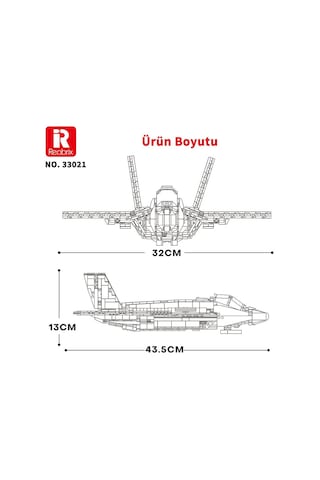 Reobrix 33021 F-35 Lightning Iı Fighter Jet Uçak Yaratıcı Yapı Blok Seti Building Blocks -1600 Parça