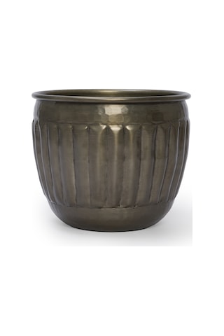 Yargıcı Kabartmalı Formlu Metal Saksı 20x18 Cm 26knha1075n St