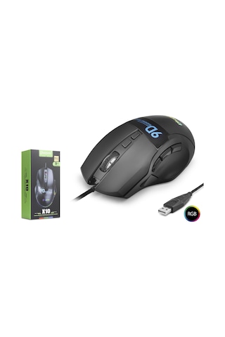 Mkespn X10 Rgb Gaming Mouse 12800 Dpı 9 Tuş Makro 1000hz Siyah Diğer