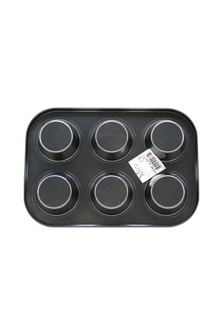 İbico İ22-375 Metal Muffin Ve Kek Kalıbı 6 Gözlü - Siyah Düz Çok Renkli