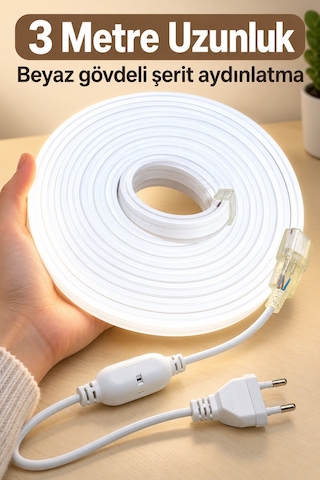 Fişli Şerit Aydınlatma Beyaz Işık 3 Metre Çok Renkli