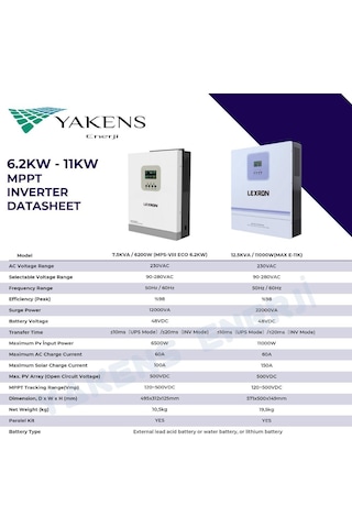 6200 Watt 6.2kw 48v 100a Mppt Şarjlı Tam Sinüs Akıllı İnverter Yüksek Voltajlı Paralellenebilir