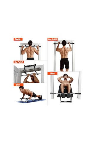Kapı Barfiksi Çok Fonksiyonlu Mekik Şınav Barfix Aleti Demiri Çubuğu Chin Up Pull Up Demiri Siyah