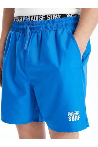 Lcw Swımwear Mavi Kısa Boy Baskılı Erkek Deniz Şortu