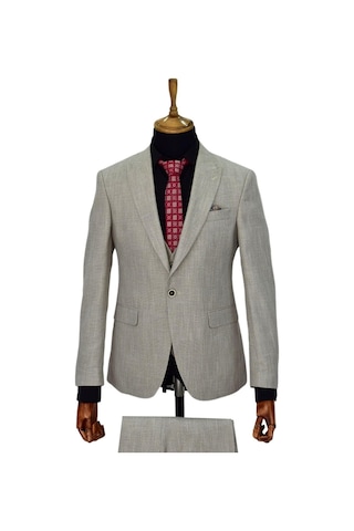 Erkek Bej Rengi Regular Fit Takım Elbise Bgl-St03823 001