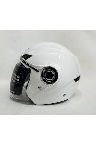 Gdr Yarım Kask Of-627 Parlak Beyaz Şefaf Vizörlü
