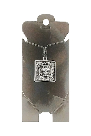 Kore İp Askılı Ve Krom Çelik Kaplamalı Unisex Tribal Kolye Kkrm-02 Gümüş9