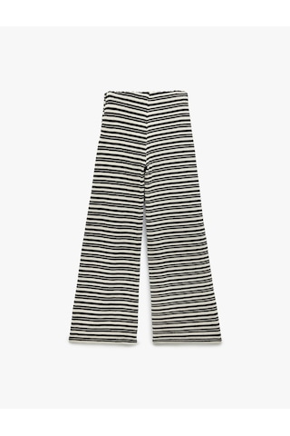 Koton Regular Fit Standart Bel Uzun Kroşe Pantolon Siyah Çizgili 5sak40066ek Siyah Çizgili Siyah