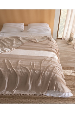 Madame Coco Auxence King Size %100 Pamuk Yatak Örtüsü - Bej 8684427353349 Çok Renkli