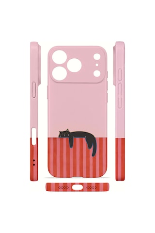 Apple iPhone Uyumlu 17 Pro Vorian İnce Kamera Korumalı Mika Kılıf Lazy Cat Sunset Lazy Cat Sunset Mika